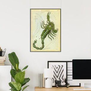 Poster Vintage Zodiaque, Astrologie Constellation Scorpio