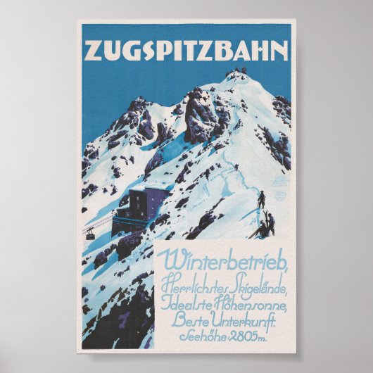 Poster vintage Zugspitzbahn 1927 (Devant)