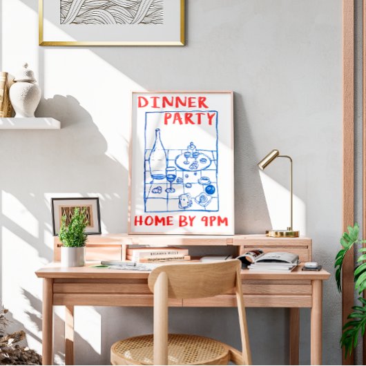 Poster Vintager Dinner Party Bar Cart