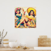 Poster Vintages Filles Sombrero (Cuisine)
