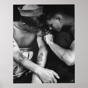 Poster Vintages marins de chasse gay avec tatouages