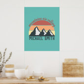 Poster Vintages pastels montagnes appellent mongram ciel (Cuisine)