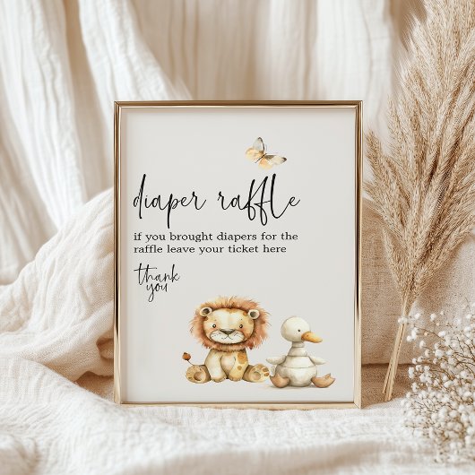 Poster Vintages Plush Animaux Baby shower Déchets Raffle