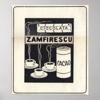 Poster Vintige ad 1913 for Romanian for cocholate