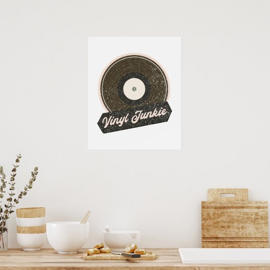 Poster Vinyl Junkie (Cuisine)