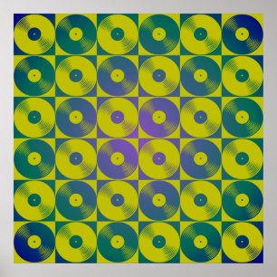 Poster Vinyl music records pop art style carré