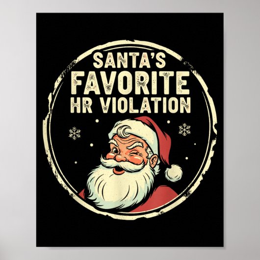 Poster Violations des RH rétro sarcasme Noël au bureau (Devant)