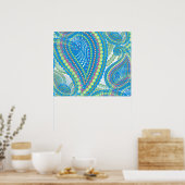 Poster Violet bleu Lime vert Paisley Floral Art Motif (Cuisine)