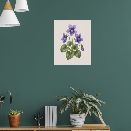 Poster Violet Botanique, Fleur de Naissance de Février (Salon 1)