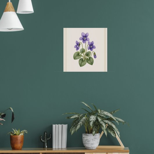 Poster Violet Botanique, Fleur de Naissance de Février (Salon 1)