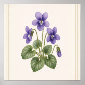 Poster Violet Botanique, Fleur de Naissance de Février (Devant)