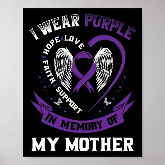 Poster Violet En Mémoire De Ma Mère Mère Sensibilisation (Devant)