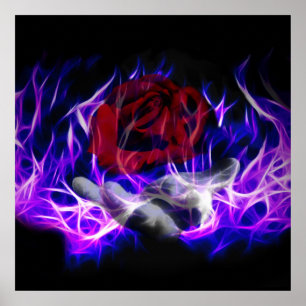 Poster Violet flame rose and Gods hand