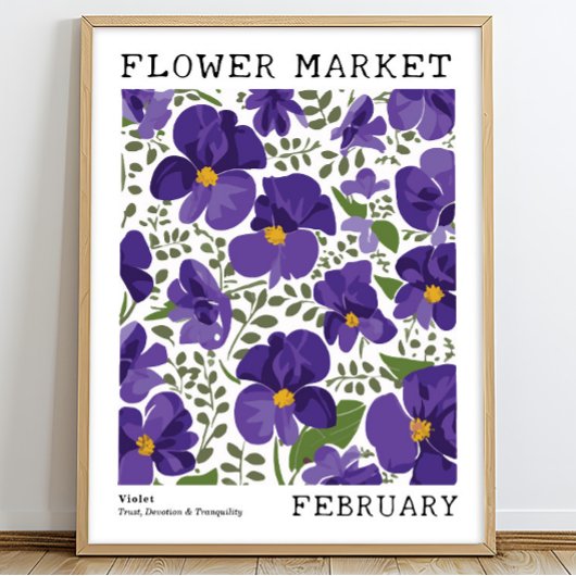 Poster Violet Floral Violet Février Marché Fleur de naiss