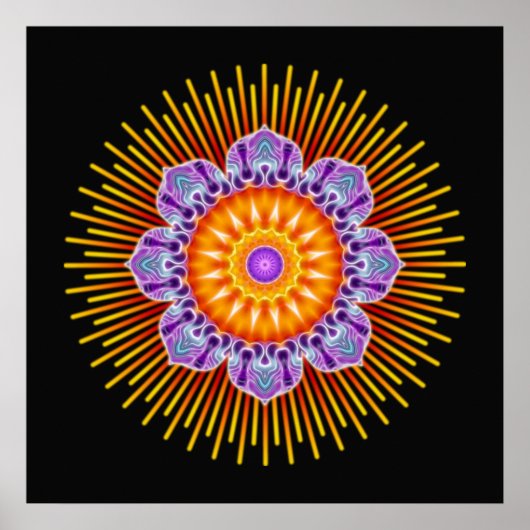 Poster Violet jaune mandala | noir (Devant)