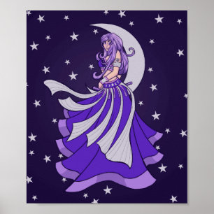 Poster Violet Lune Déesse Belly Danseuse Violet Art MoonC