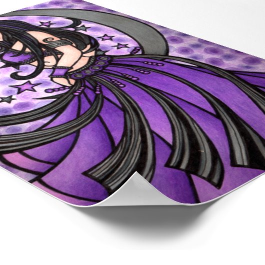 Poster Violet Lune Déesse Ventre Danseuse (Coin)