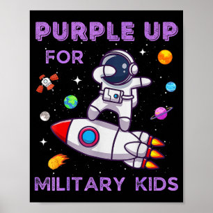 Poster Violet pour les enfants militaires Astronaute Drôl