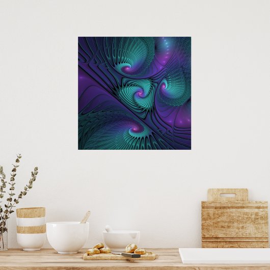 Poster Violet rencontre Turquoise moderne art fractal abs (Cuisine)