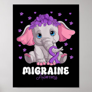 Poster Violet Ribbon Survivante Guerrier Migraine Sensibi