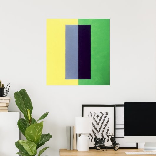 Poster violet sur jaune sur vert (Bureau à domicile)