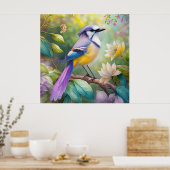 Poster Violet Tufted Jay Imaginaire Bird (Cuisine)