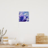 Poster Violet violet marbre bleu Abstrait Fluid Art (Cuisine)