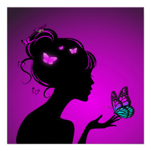 Poster Violette Vlindervrouw Perfect Poster