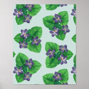 Poster Violettes en verre de mer bleu
