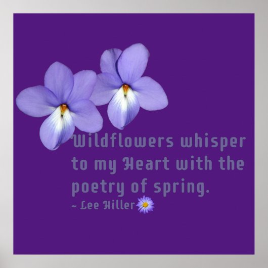 Poster Violettes Pied d'Oiseau Fleurs Sauvages Citation (Devant)