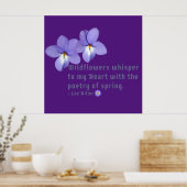Poster Violettes Pied d'Oiseau Fleurs Sauvages Citation (Cuisine)