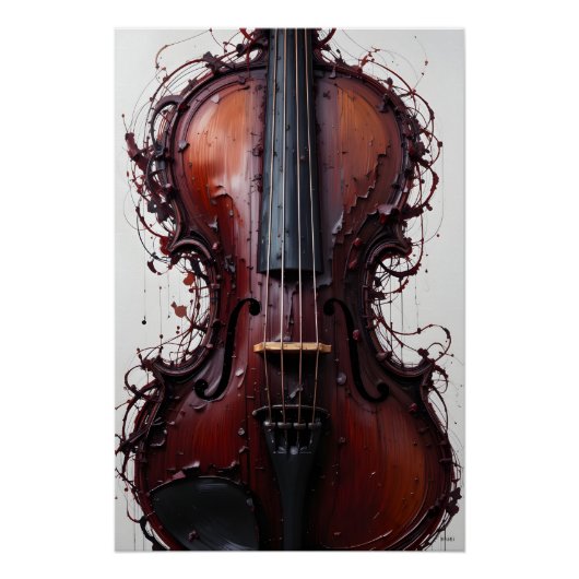 Poster Violon Abstrait noir de Bourgogne (Devant)