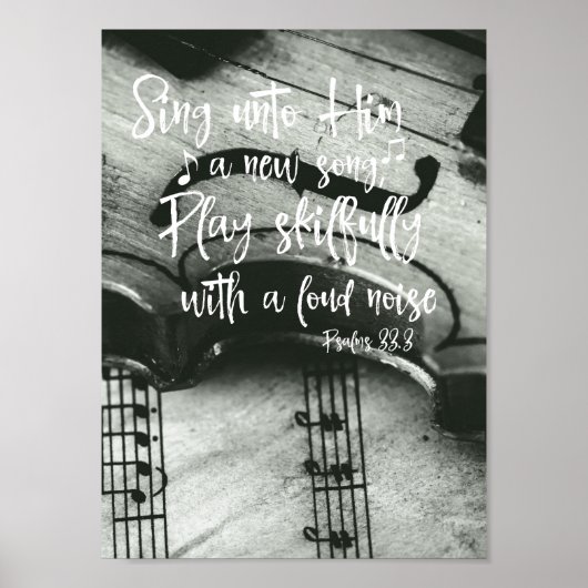 Poster Violon avec Psaumes Bible Verse (Devant)