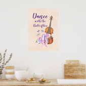 Poster Violon, Chaussures de Ballet, Fleurs et Papillons (Cuisine)
