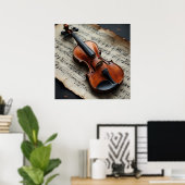 Poster Violon et Partition (Bureau à domicile)