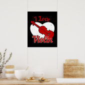 Poster Violon - J'aime Violon (Cuisine)