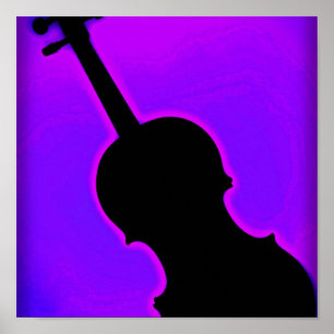 Poster violon ou alto Arrière - plan bleu