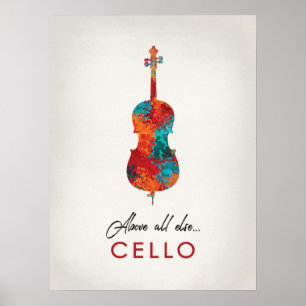 Poster Violoncelle - musique colorée lumineuse
