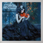 Poster Violoniste gothique Imaginaire foncé dans le jardi (Devant)