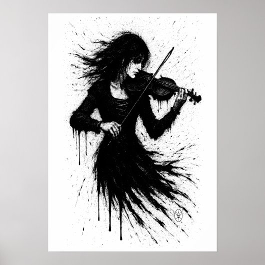Poster Violoniste Né de l'Encre dans la Tempête Sonore (Devant)
