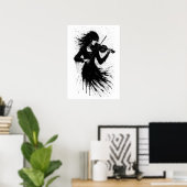 Poster Violoniste Né de l'Encre dans la Tempête Sonore (Bureau à domicile)