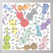 Poster Violons Et Notes Musicales (Devant)