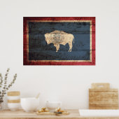 Poster Vioming State Flag on Old Wood Grain (Cuisine)