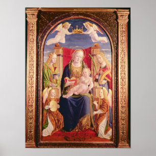 Poster Virgin and Child with angel musicians and saints