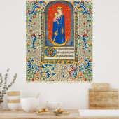 Poster VIRGIN AVEC ENFANT ET ANGELS Antique Fleurs (Cuisine)