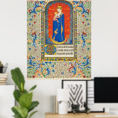Poster VIRGIN AVEC ENFANT ET ANGELS Antique Fleurs (Bureau à domicile)