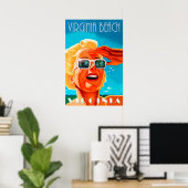 Poster Virginia beach, femme lunettes de soleil blondes, (Bureau à domicile)