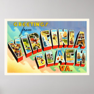 Poster Virginia Beach Virginia VA Carte postale Vintage v