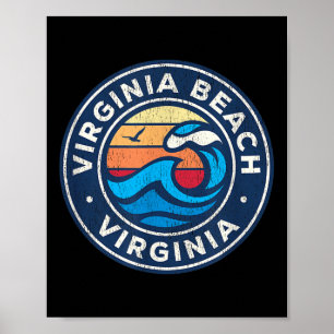 Poster Virginia Beach Virginia Va Vagues Nautiques Vintag
