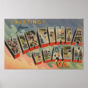 Poster Virginia Beach, Virginie - Grandes Lettres Scènes